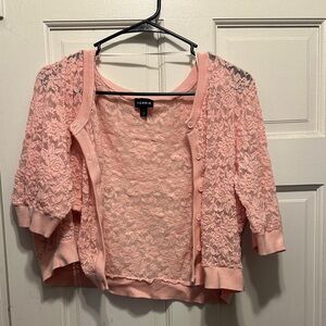Torrid Blush Lace Open Cardigan